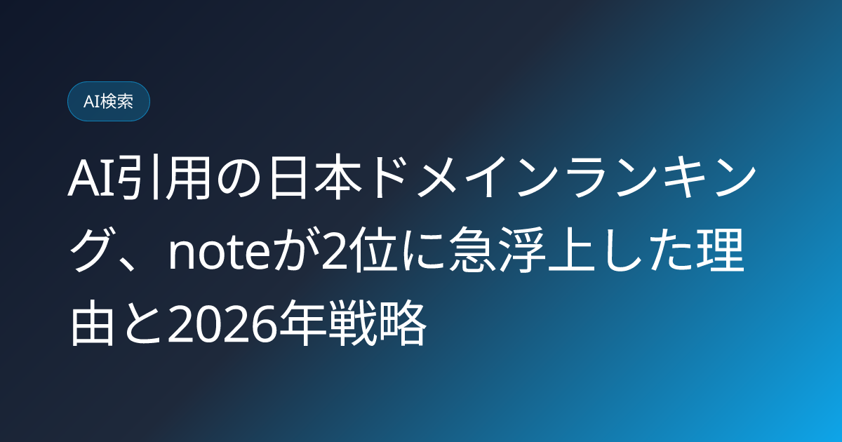 AI引用の日本ドメインランキング、noteが2位に急浮上した理由と2026年戦略 (ai-citation-japan-domain-ranking-note-2026-strategy)
