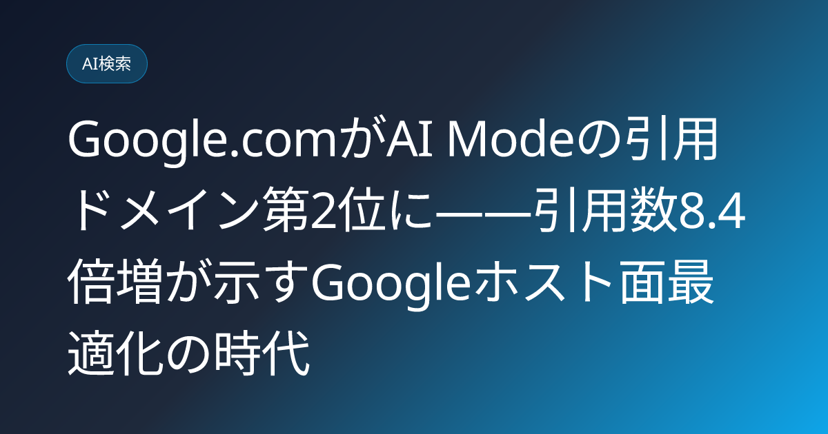 Google.comがAI Modeの引用ドメイン第2位に——引用数8.4倍増が示すGoogleホスト面最適化の時代 (llmo-news-20260721-google-ai-mode-self-citation-no2-domain)