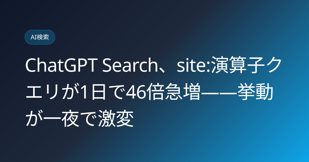 ChatGPT Search、site:演算子クエリが1日で46倍急増――挙動が一夜で激変 (llmo-news-20260824-chatgpt-search-site-operator-fanout-surge)