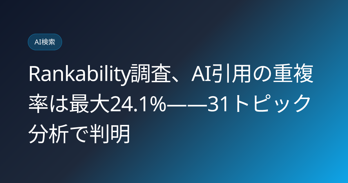 Rankability調査、AI引用の重複率は最大24.1%——31トピック分析で判明 (llmo-news-20260918-rankability-ai-citation-divergence-platform-study)