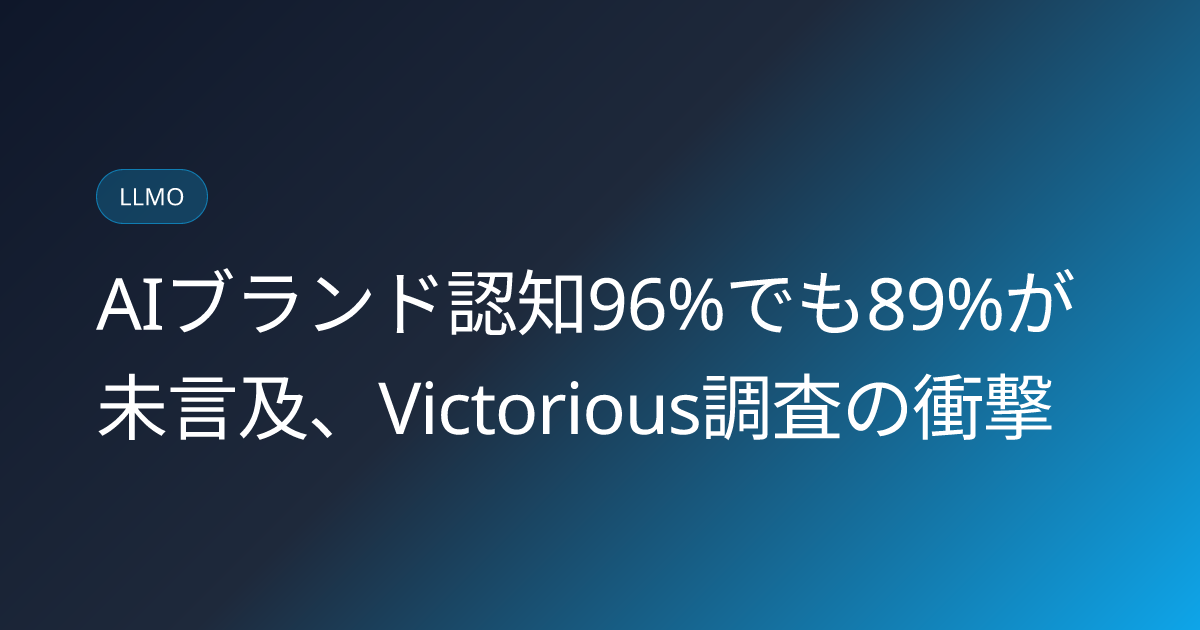 AIブランド認知96%でも89%が未言及、Victorious調査の衝撃 (victorious-ai-brand-recognition-citation-gap-2026)