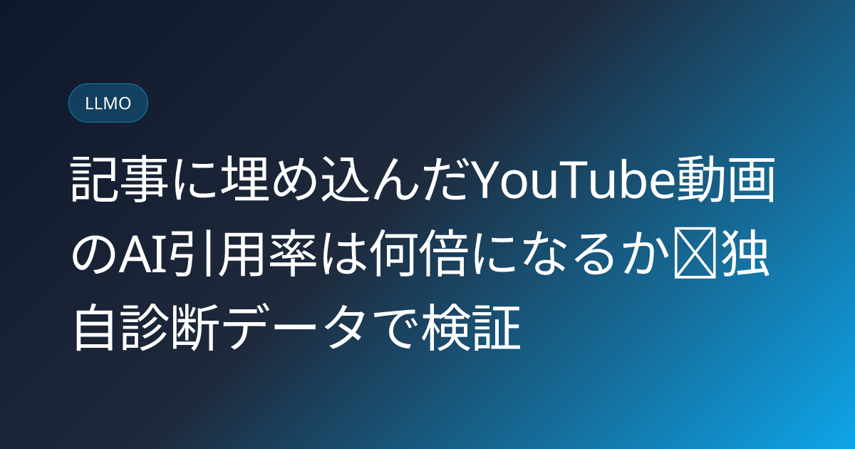記事に埋め込んだYouTube動画のAI引用率は何倍になるか｜独自診断データで検証 (youtube-video-embed-ai-citation-rate)